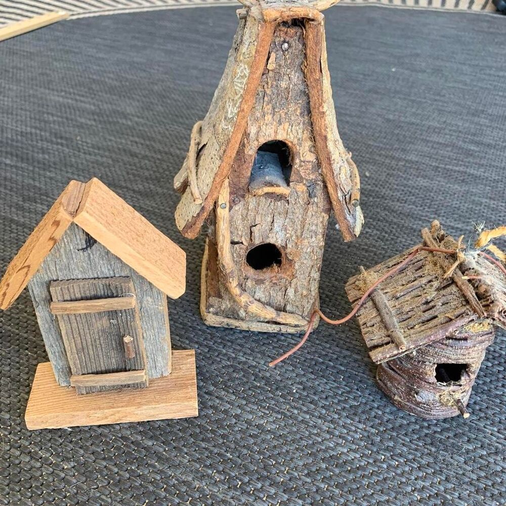 Rustic handmade driftwood birdhouses bundle hummingbird house home decor